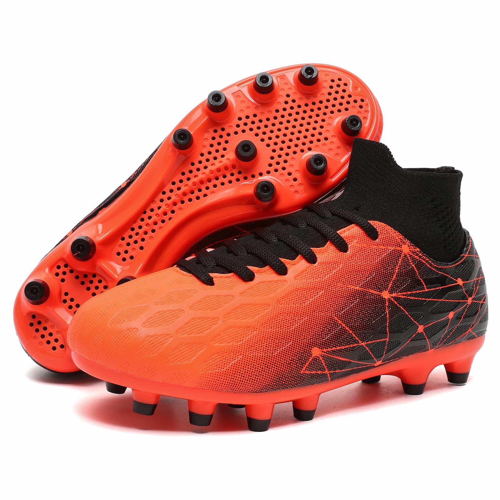 Hanani Boys Girls Soccer Cleats for Kids Football Shoes High Top Training Youth Football Cleats Outdoor/Indoor Athletic Turf Shoes