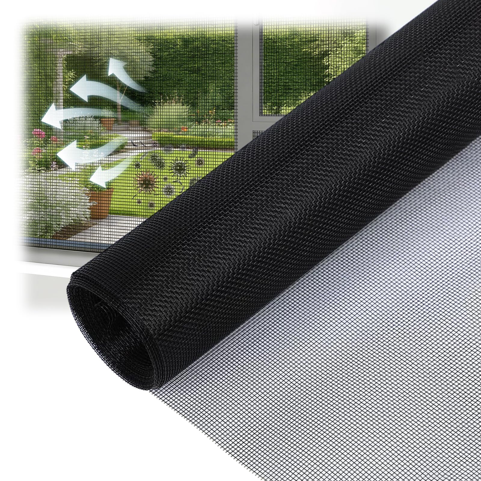 Mosquito Net 1.2 x 2.5 m,Fiberglass Window Netting for Insects,Black