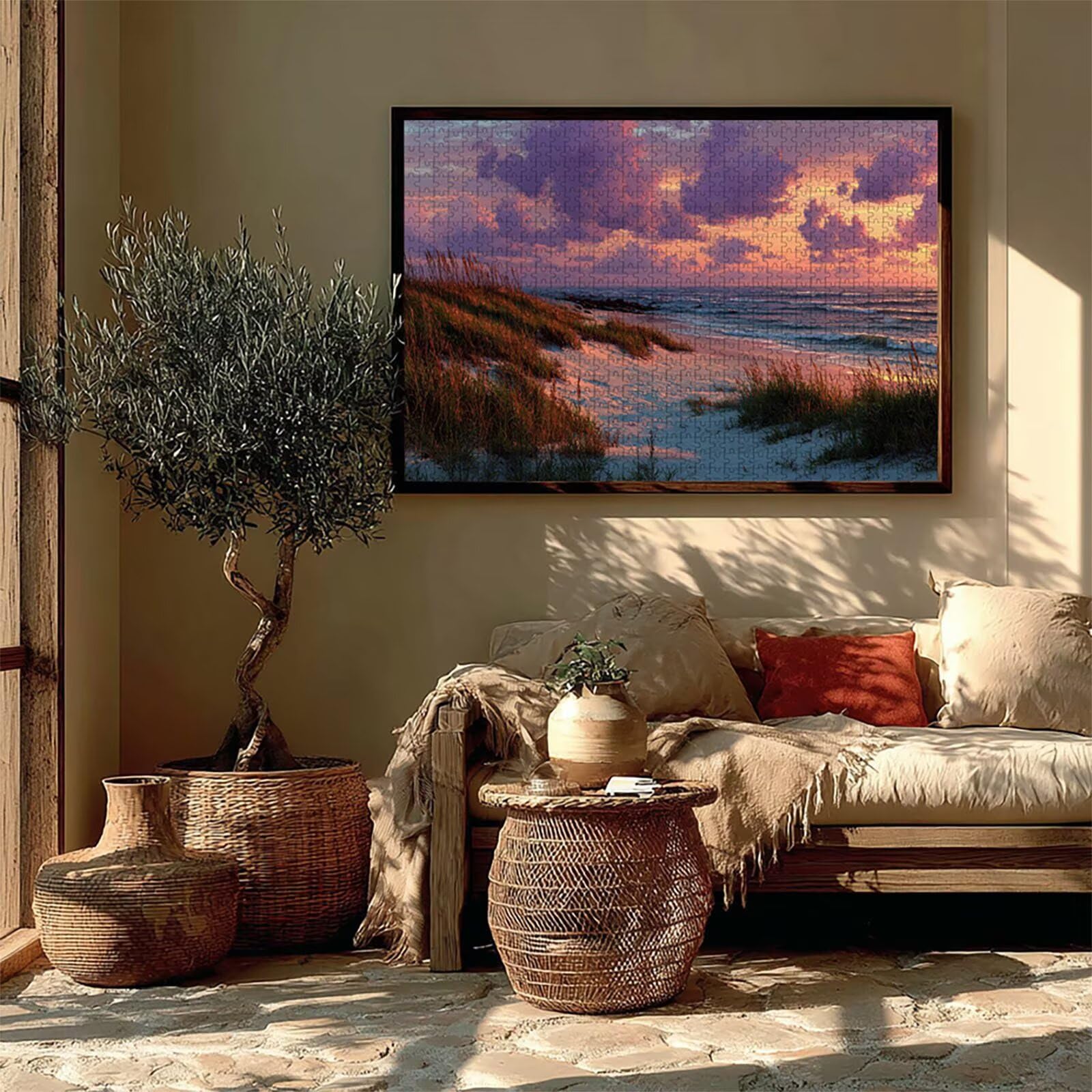 Puzzle Arte con Scatola Spiaggia, Nuvola Puzzle Legno 2000 Pezzi Adulti 99x70cm, Attività di Intrattenimento ad Alta Difficoltà, DIY Classici Gioco, Jigsaw Per Tutta La Famiglia, Estate Regalo, 5-1088