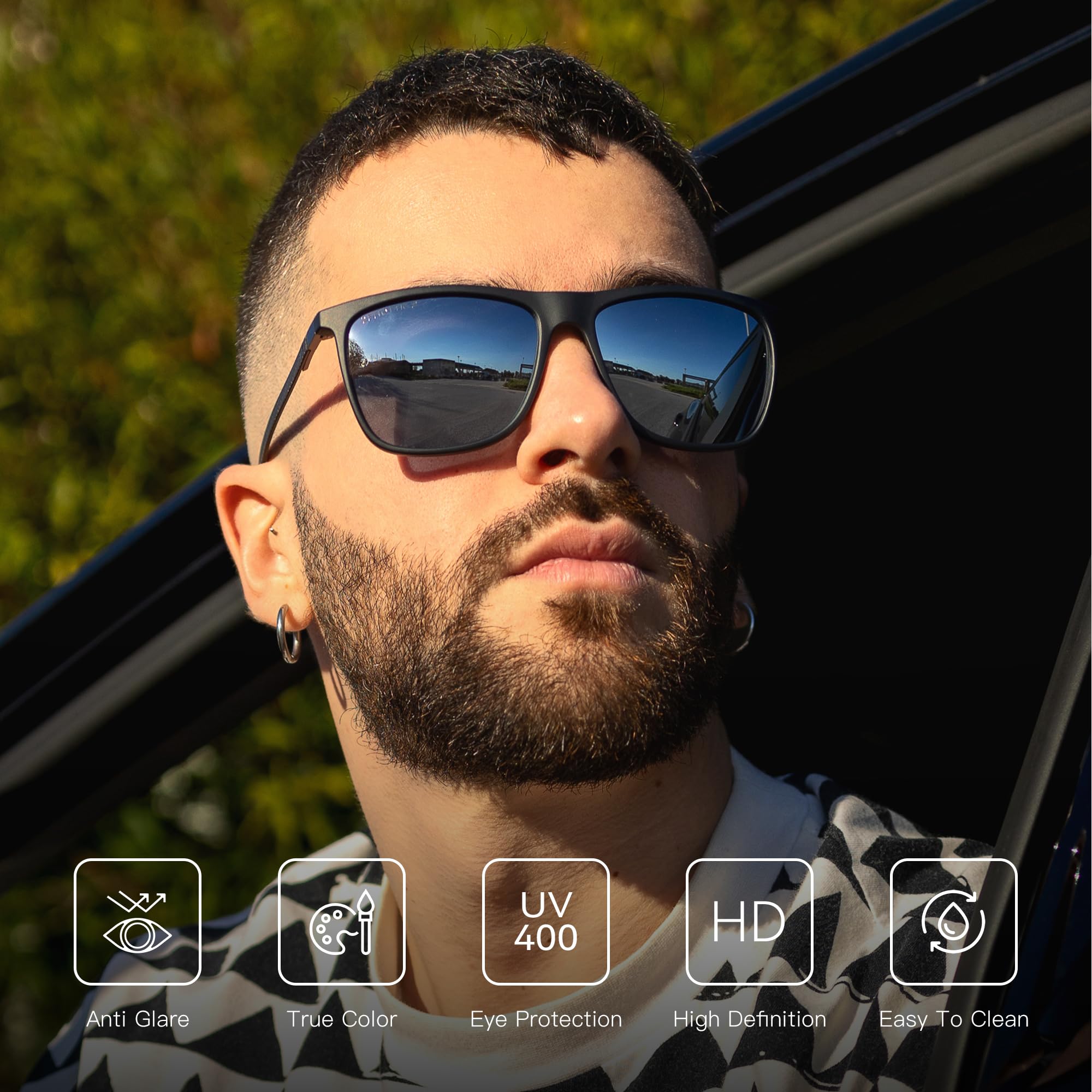 ZENOTTIC Occhiali da sole polarizzati uomo in fibra di carbonio staffa occhiali da sole quadrati guida pesca golf sport protezione UV400
