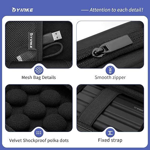 Miniatura 9 de YINKE Funda de transporte compatible con Samsung T7 ShieldT7T7 Touch SSD portátil USB 3.2 1 TB, 2 TB, 500 GB, EVA duro portátil de almacenamiento de