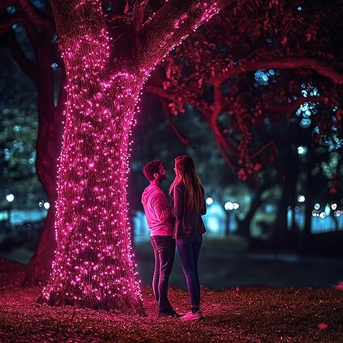 Vista 35 de TW SHINE Mini cadena de luces de Navidad, 20 pies, 100 unidades, incandescentes, mini luces de árbol de Navidad, impermeables, para exteriores, Rojo