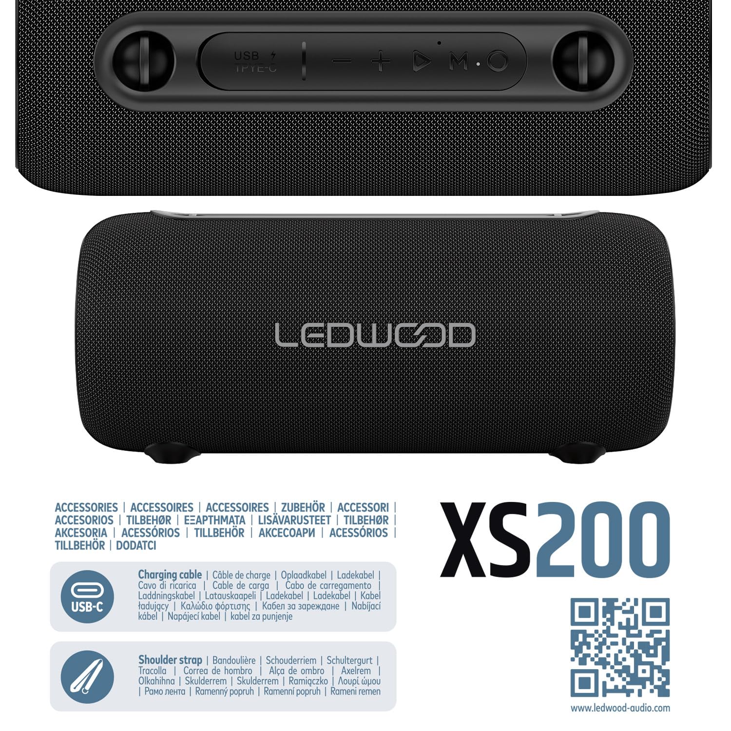 Enceinte Autonome HiFi 200W Ledwood XS200, Effet LED, Buetooth, IPX5, Assistant Vocal, 20W RMS, Batterie 2000mAh, Ovni