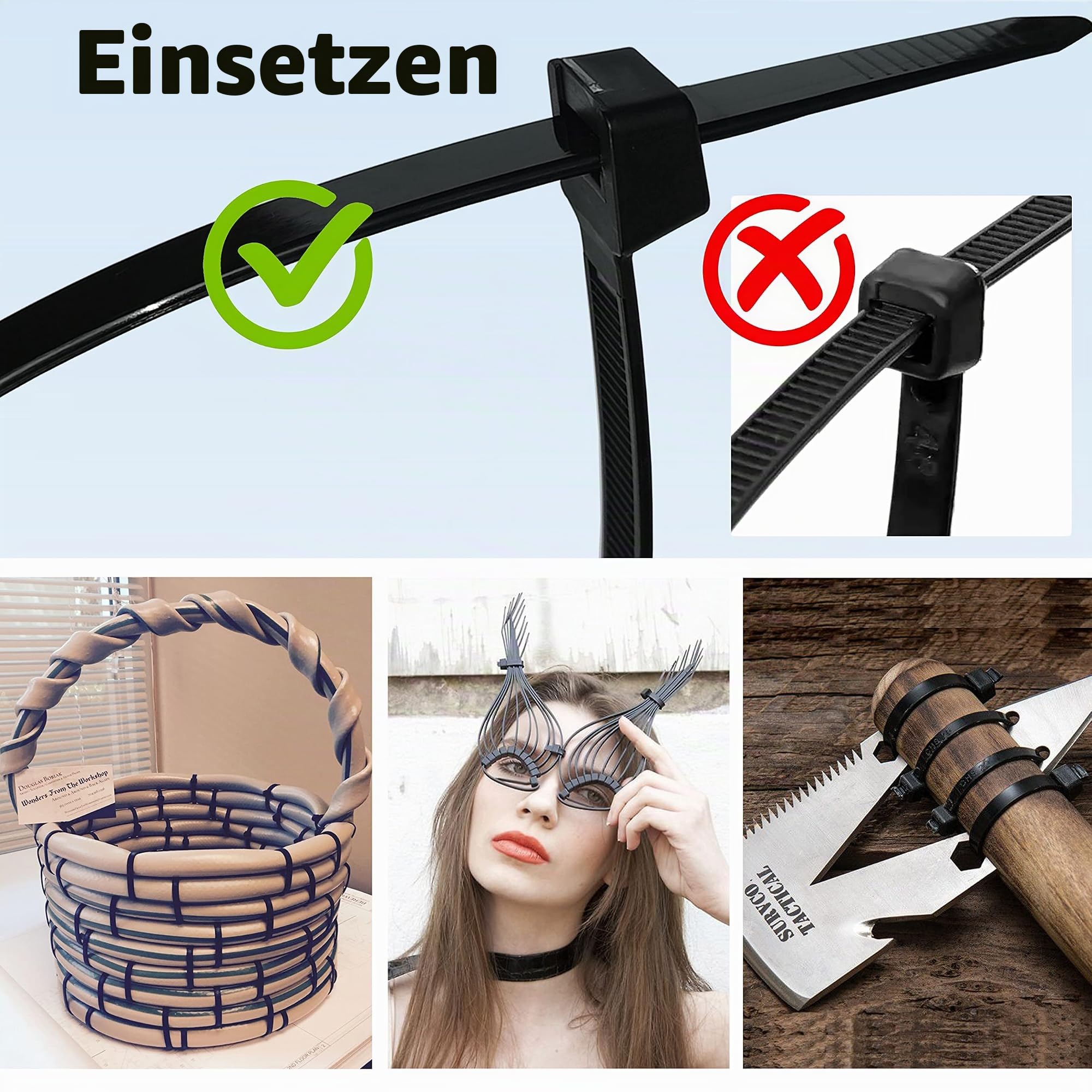 200 Stück Kabelbinder Schwarz 500mm Lang Kabelbinder UV Beständig 12mm Breit Kabelbinders Groß 50cm Dicke Extra Stark für Hohe Beanspruchung Zip Cable Ties