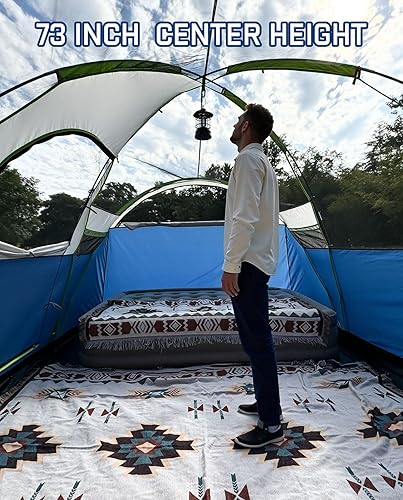 Miniatura 5 de Tienda de campaña de cúpula extendida para 8 personas con 3 habitaciones, impermeable, semi-independiente, para exteriores, con interior espacioso y