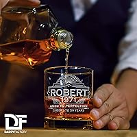 Vista 6 de DaddyFactory Personalized Whiskey Glass For Men, Customized Engraved Etched Monogram Rocks Cocktail Glass, 10.25 oz Custom Whiskey Gift Glass