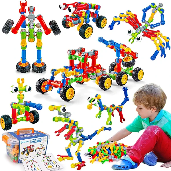 Kids STEM Building Toys for 3 4 5 6 7 8+ Year Old Boy Girl Birthday Gift, 125 Pcs Preschool Classroom Educational Building Blocks Stem Kits Activities Ages 3-5 4-8 5-7 6-8 Engineering Creative Games