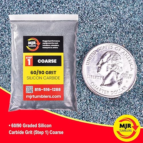 Miniatura 2 de 5 libras de grano de pulido de roca de carburo de silicio grueso MJR Tumblers Premium 6090 para el pasoetapa 1, MJR Tumblers es una empresa