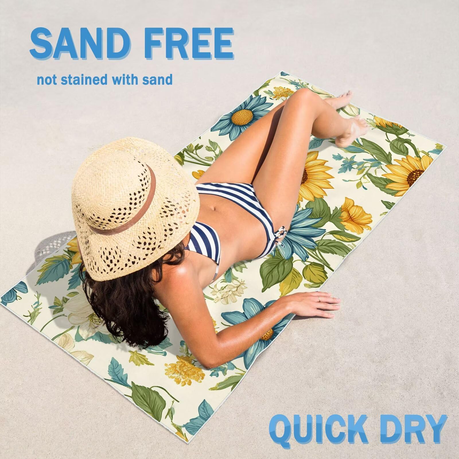 2-pak bardzo dużych 100 x 220 cm wiejski szybkoschnący ręcznik z mikrofibry bez piasku i plażowy, lekki podróżny, kompaktowy ręcznik kempingowy z torbą do przechowywania, chłonny, dla kobiet, mężczyzn