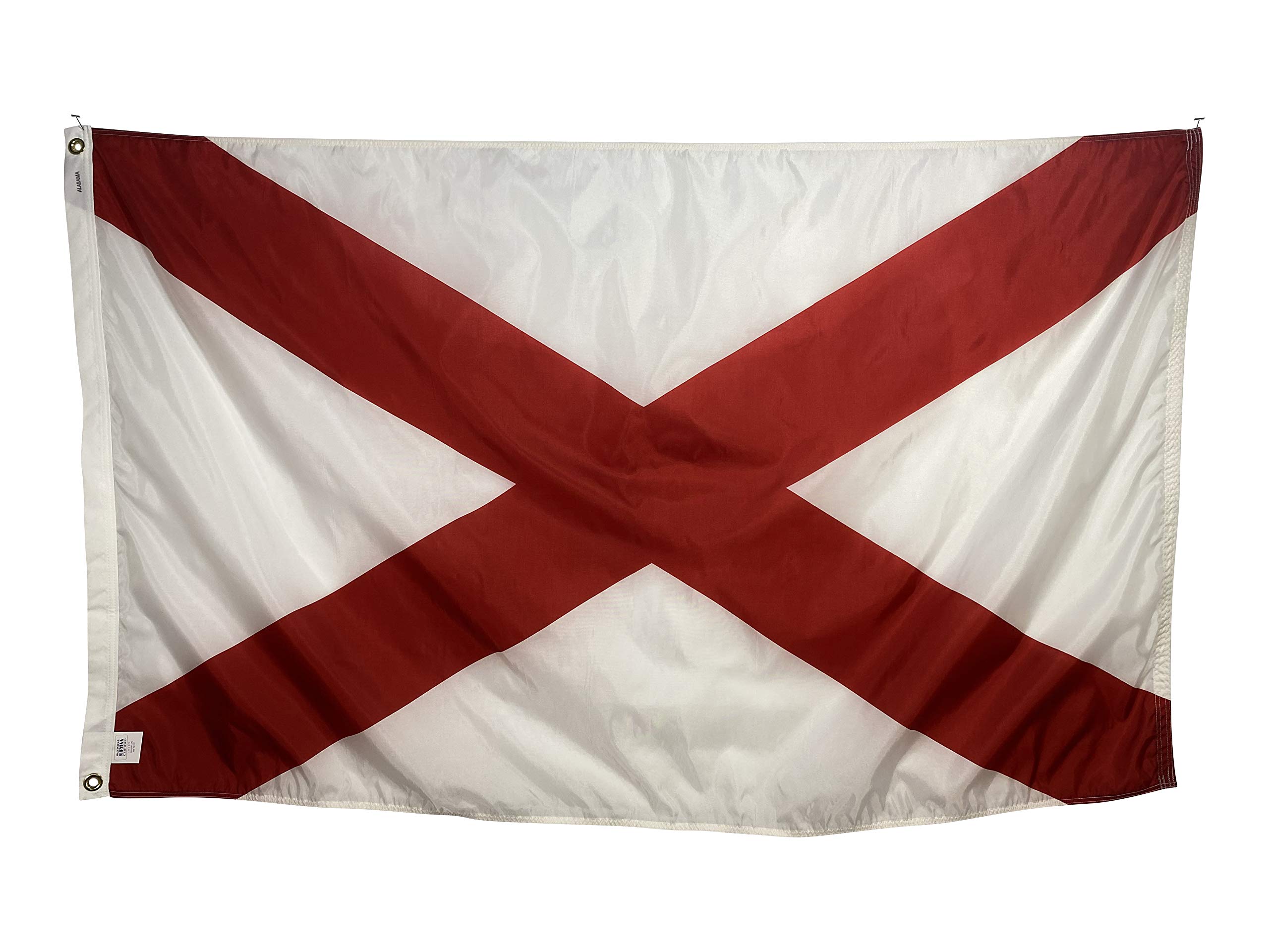 12x18 State of Alabama Boat Flag - All Weather Nylon & Reinforced Fly End Stitching - Made in USA