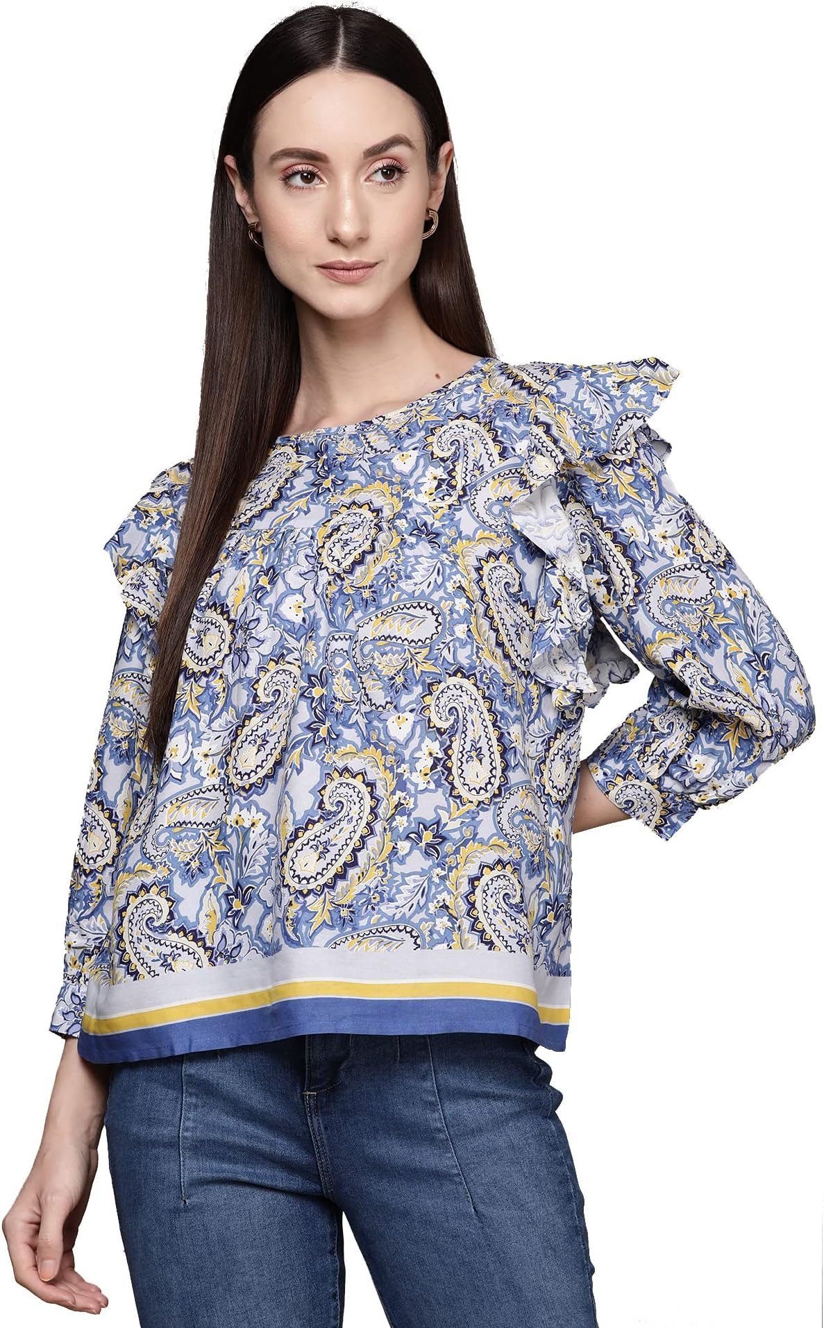 Label RITU KUMARNavy Paisley Top