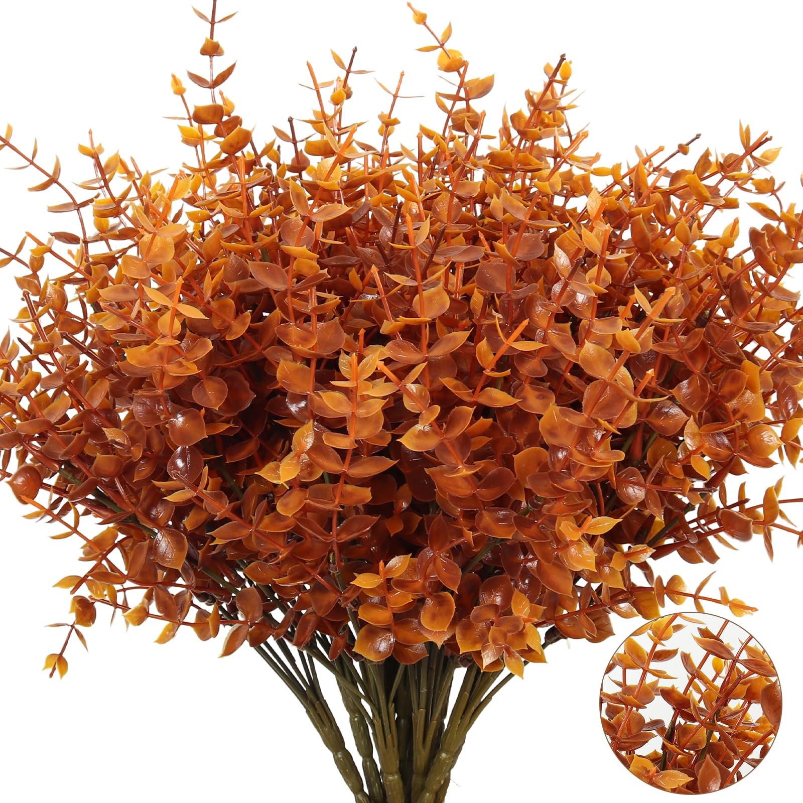 RECUTMS Artificial Autumn Outdoor Flowers 8 Bundles Autumnal Plant Greenery