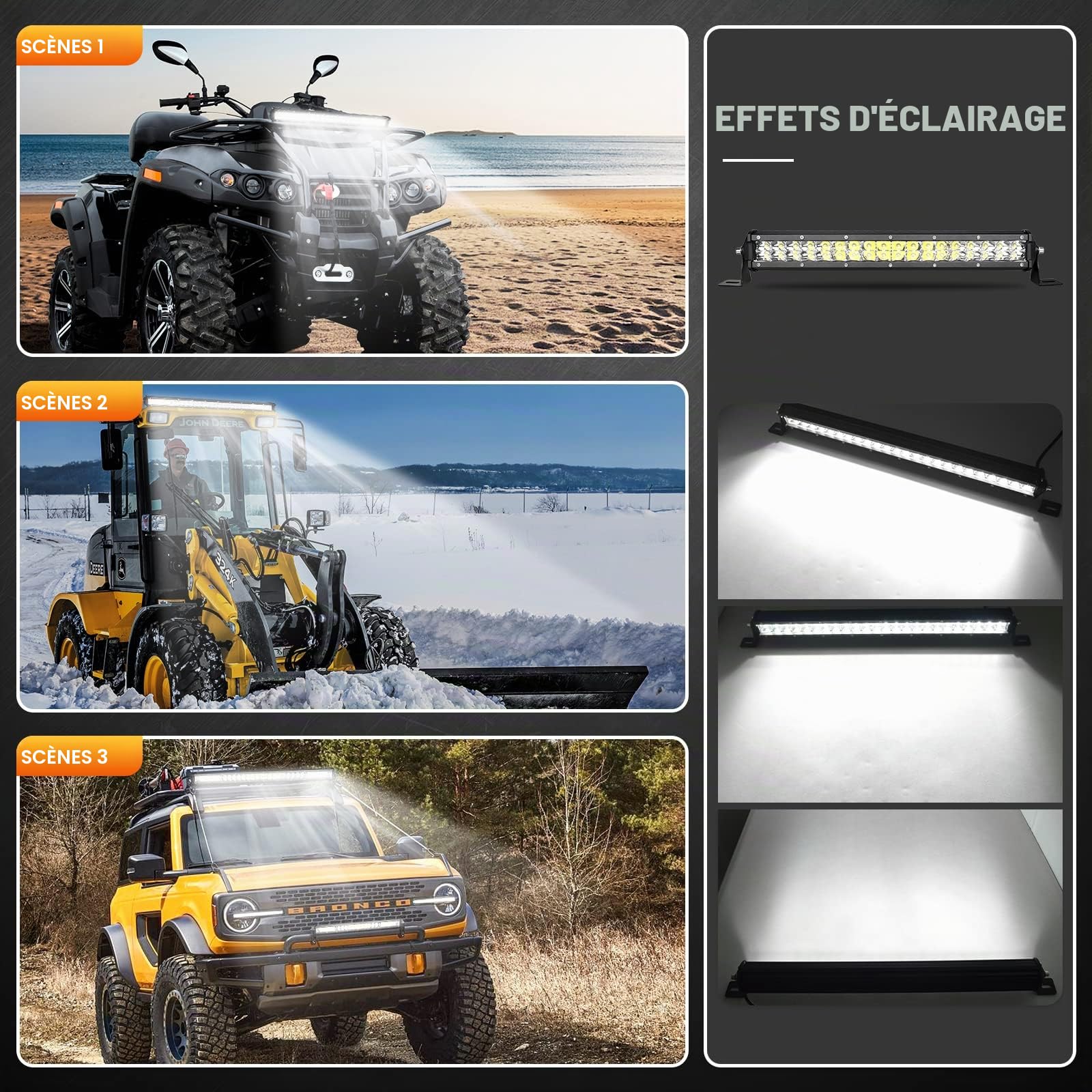 Willpower Barre LED 38cm 15'' 108W Rampe LED Slim 12V 24V IP67 Étanche Projecteur Feux Phare de Travail LEDs pour 4x4 Voiture Camion Tracteur Quad Avec Faisceau de Câbles