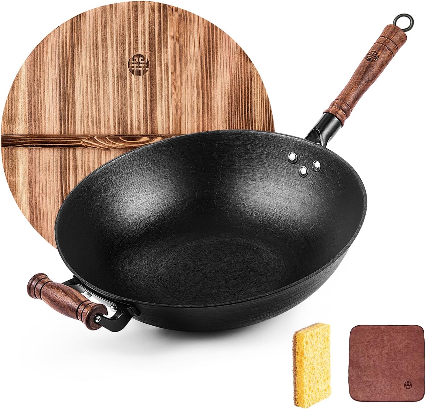 WANGYUANJI Frigideira Wok de ferro fundido grande de 36 cm f... - imagem principal do produto