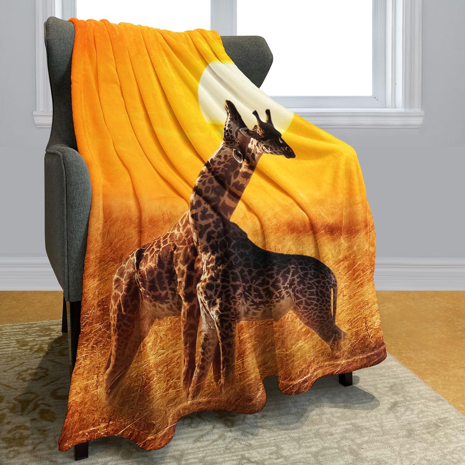 Giraffes Blanket African Animals Fleece Blanket Soft Fuzzy Plush Throw Blankets for Couch Bed 60"x80" - Image 2