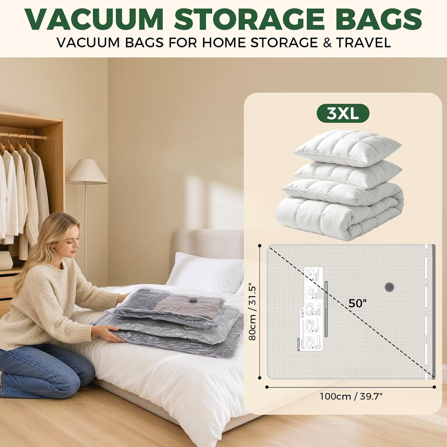 Vacuum Storage Bags with Cordless Digital Pump - 10 Jumbo photo 2