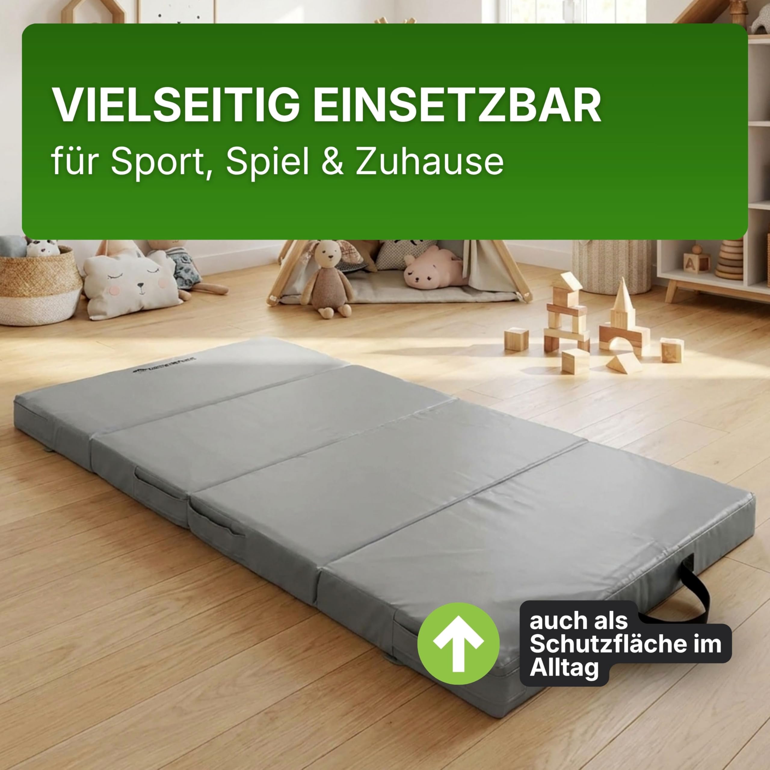 Gartenpirat Universal Bodenmatte 200x100x10 cm Sportmatte Kinder Weichbodenmatte 4-teilig klappbar