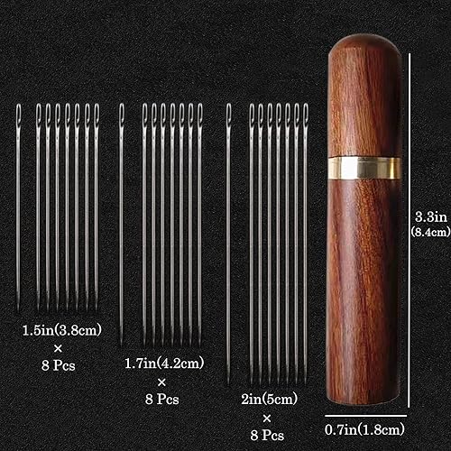 Miniatura 3 de Agujas de coser a mano autoenhebrables - Aguja autoroscante 24 agujas de coser de hilo fácil con estuche de aguja de madera soporte de aguja roscado