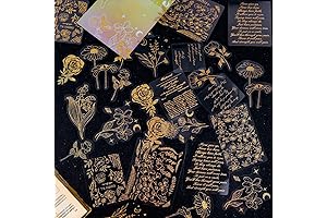 YASMEN Gold Flower Holographic Phone Case Stickers, 45 Pieces