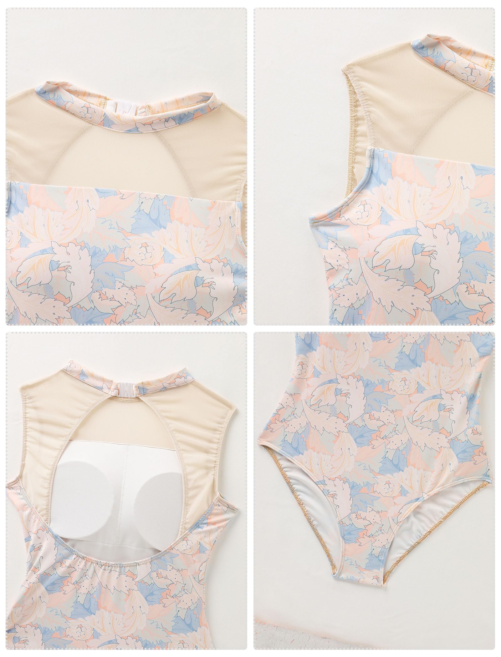 IBAKOM Justaucorps de ballet sans manches à col montant pour femme - Découpe dans le dos - Justaucorps de gymnastique - Tenue de danse ballerine