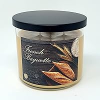 S&M Candle Factory French Baguette Candle: 3-Wick Soy Wax, 80-Hour Burn, Warm Buttered Bread Scent - Made in USA