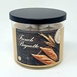 French Baguette Candle Large 3 Wick Soy Wax Candle ~ Up to 80 Hour Burn Time ~ Warm Buttered Bread Scented Candle ~ Made in USA (French Baguette)