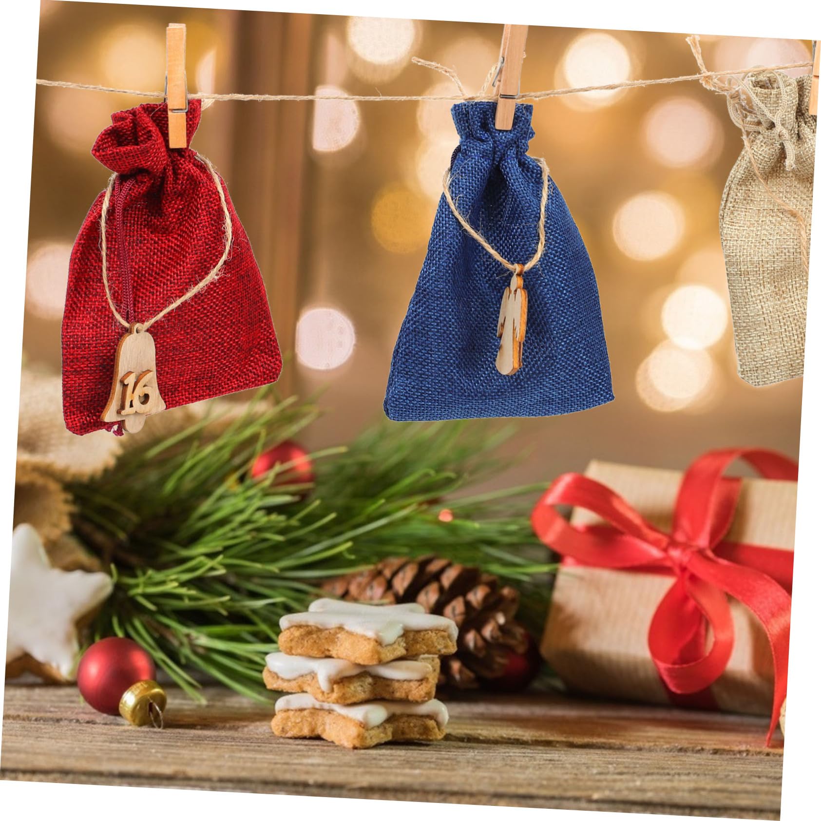 Beavorty 3 Set Di Sacchetti Per Feste Di Natale Con Calendario Sacchetti Appesi Con Coulisse