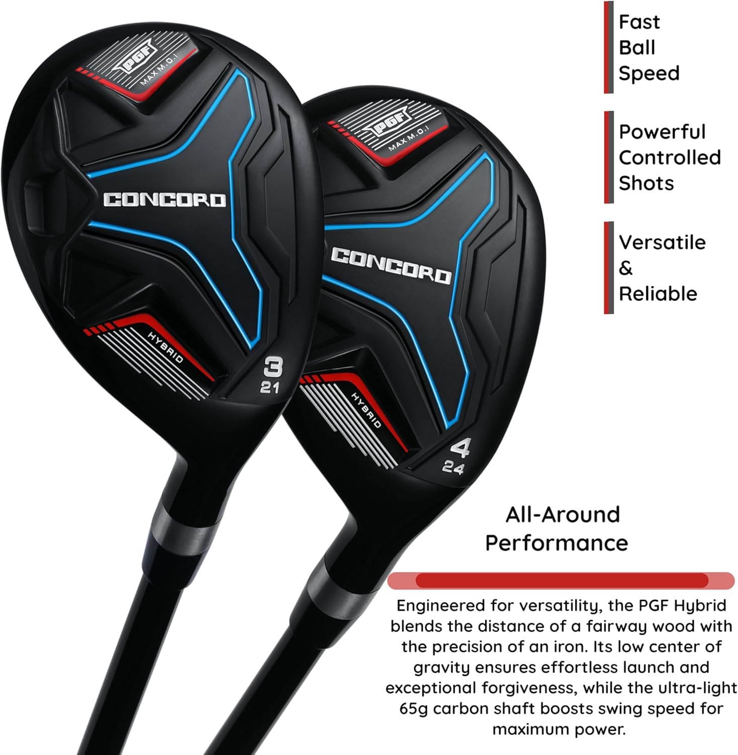 PGF Golf Men's/Lady's Concord Complete Golf Club Package Set [17-Pieces] [Flex: Regular/Ladies]