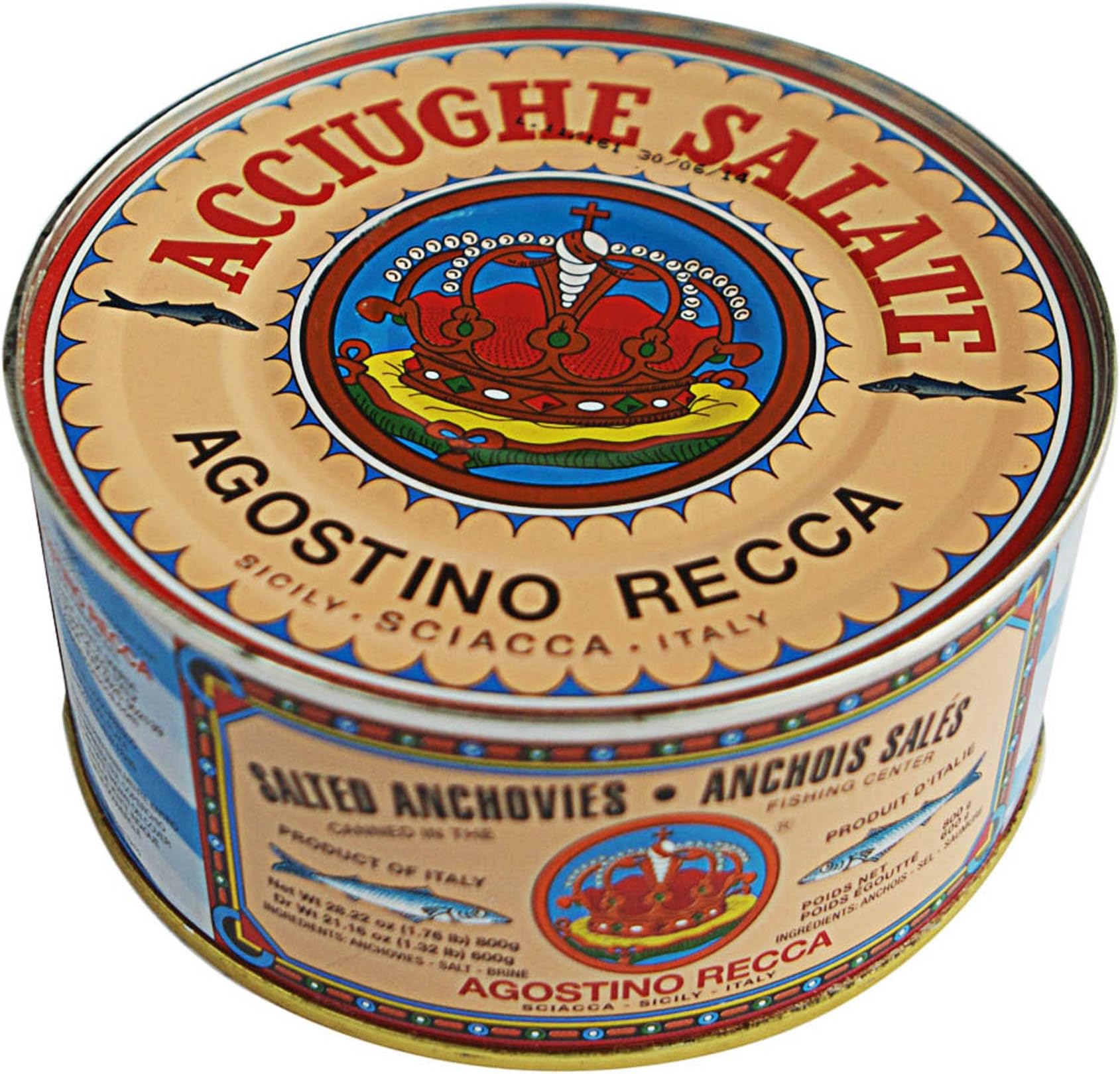 Agostino Recca Salted Whole Anchovies, 800g