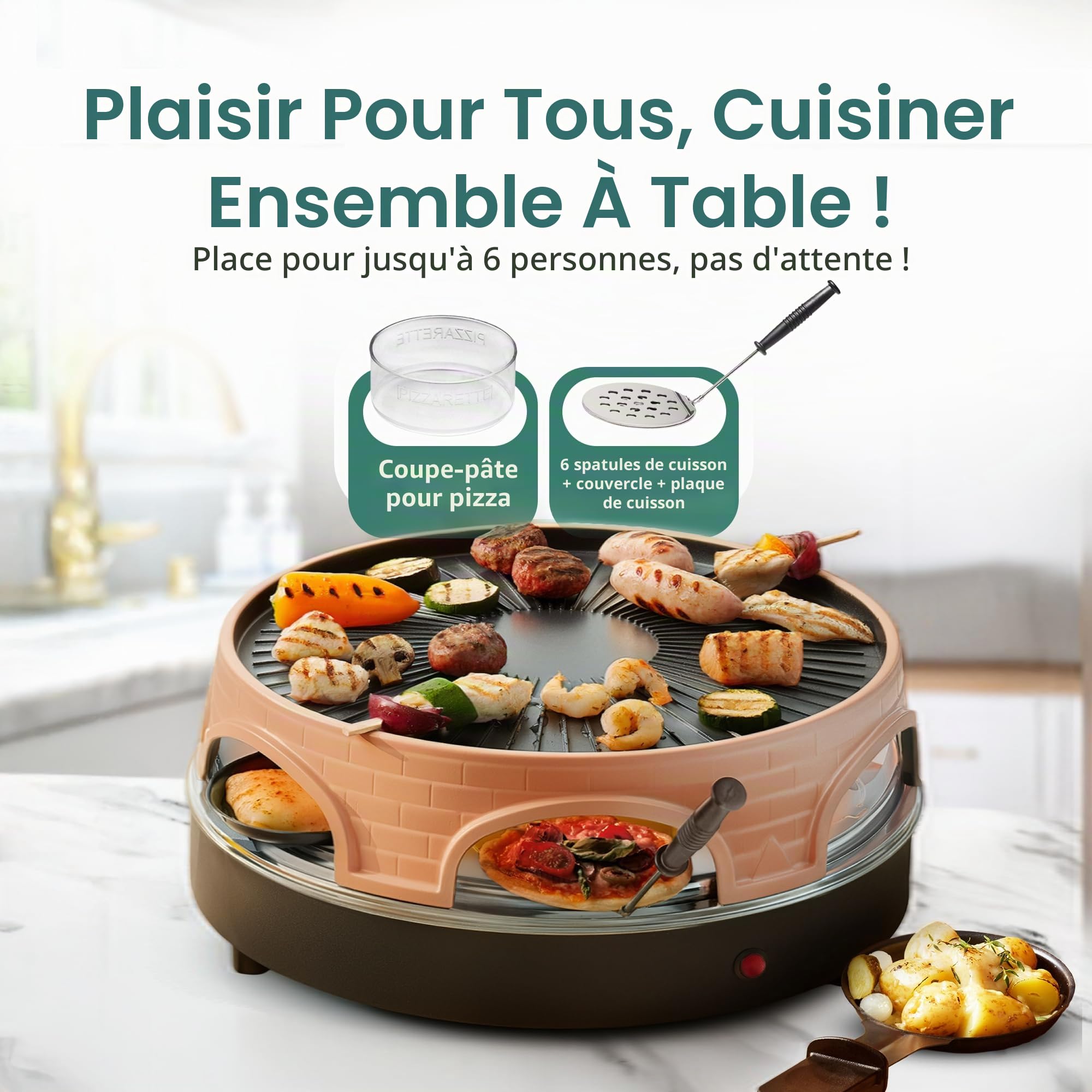 Emerio PO-113255.4 Four à raclette et à pizza Terre cuite/Noir One Size
