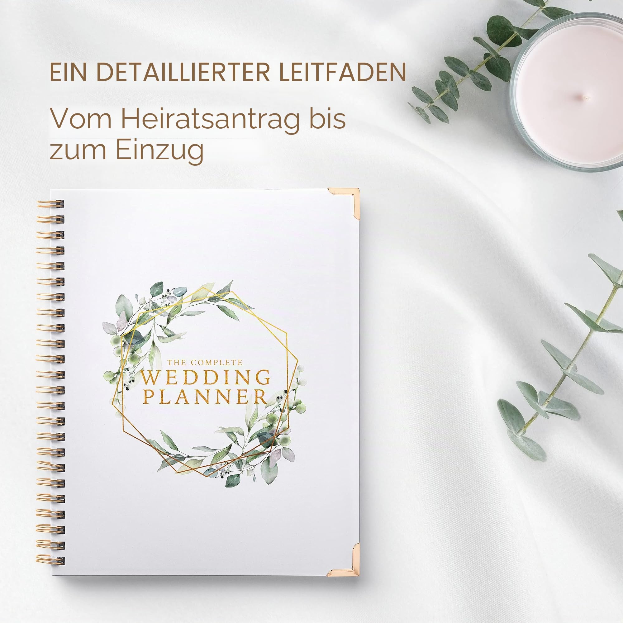 Hochzeitsplaner & Organizer – Floral Gold Edition – Tagebuch Verlobungsgeschenk Buch & Kalender