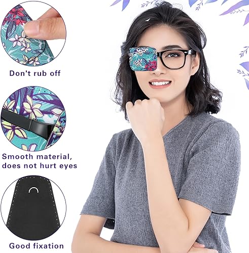 Miniatura 3 de Sosation 10 parches oculares para adultos ojo derecho izquierdo, parche ocular para gafas, estilos mixtos