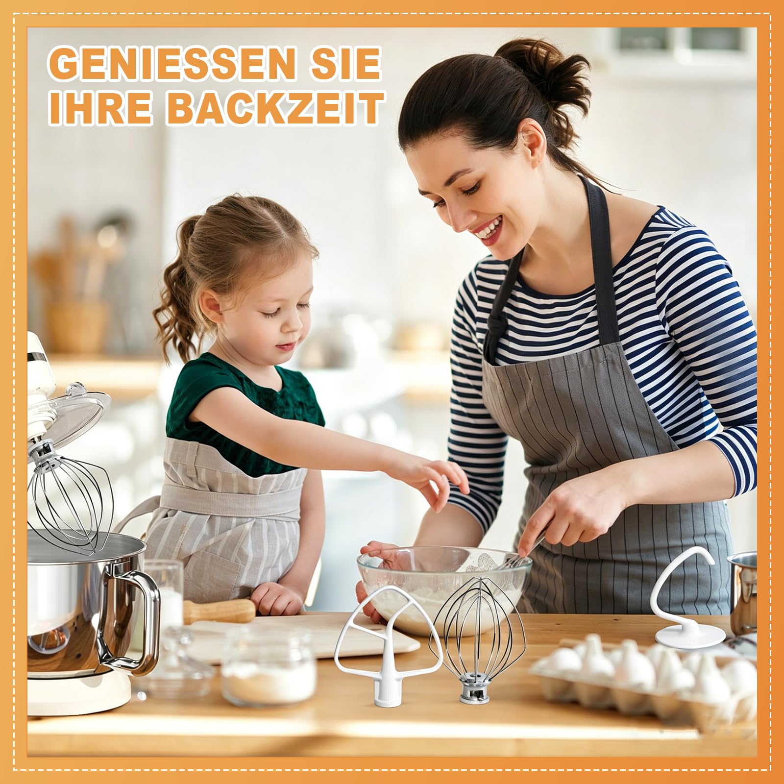 Set di accessori per robot da cucina, 3 pezzi con frusta, gancio impastatore e frusta piatta per pasticceria amatoriale, utili dilettanti