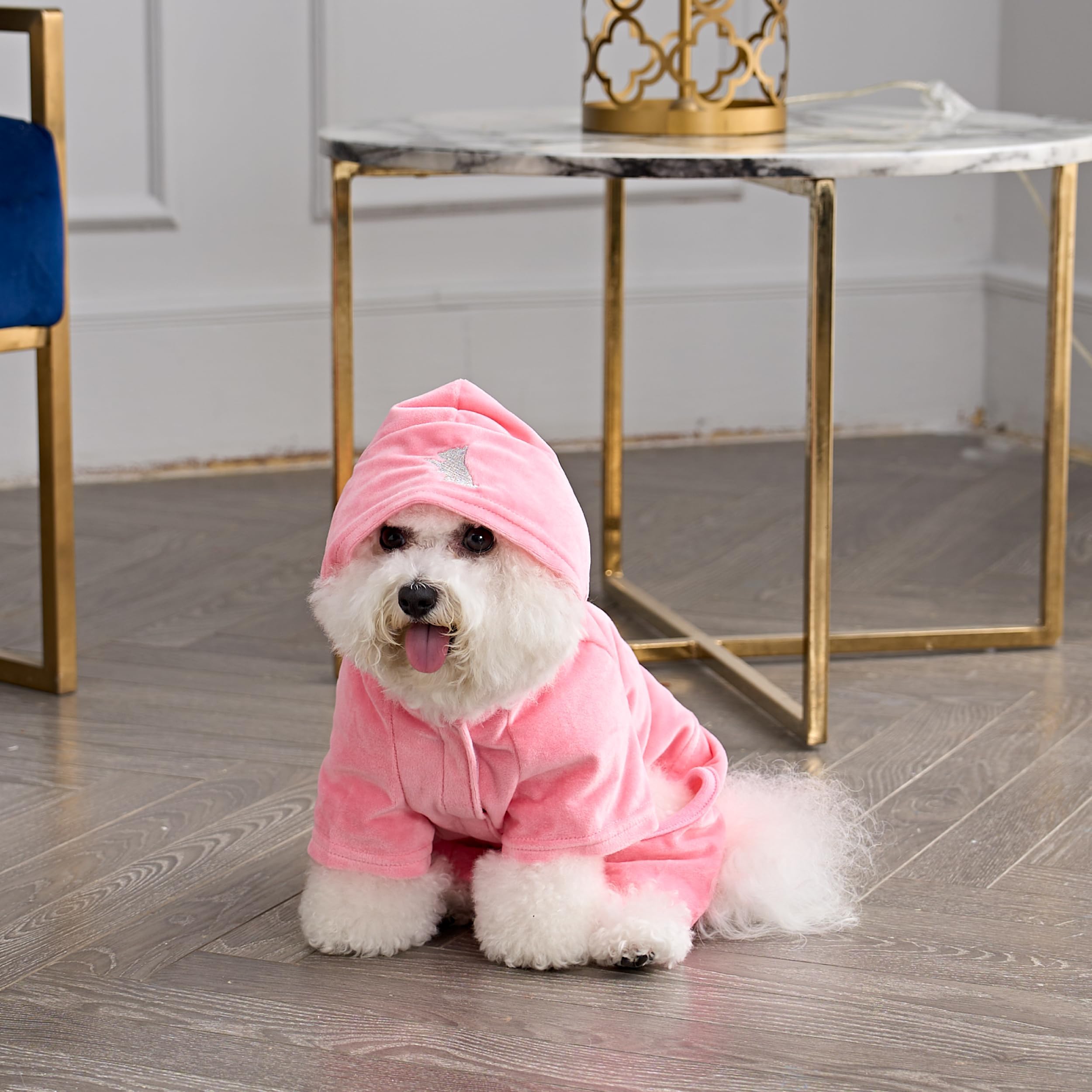Juicy Couture Hooded Pet Juicy Bling Velour Tracksuit for Small Dogs and Cats