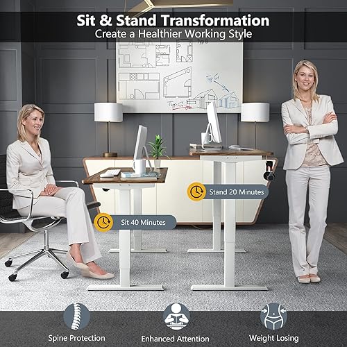 Miniatura 80 de Tangkula Escritorio eléctrico de pie con motor doble, estación de trabajo de 48 x 30 pulgadas de altura ajustable para computadora con controlador