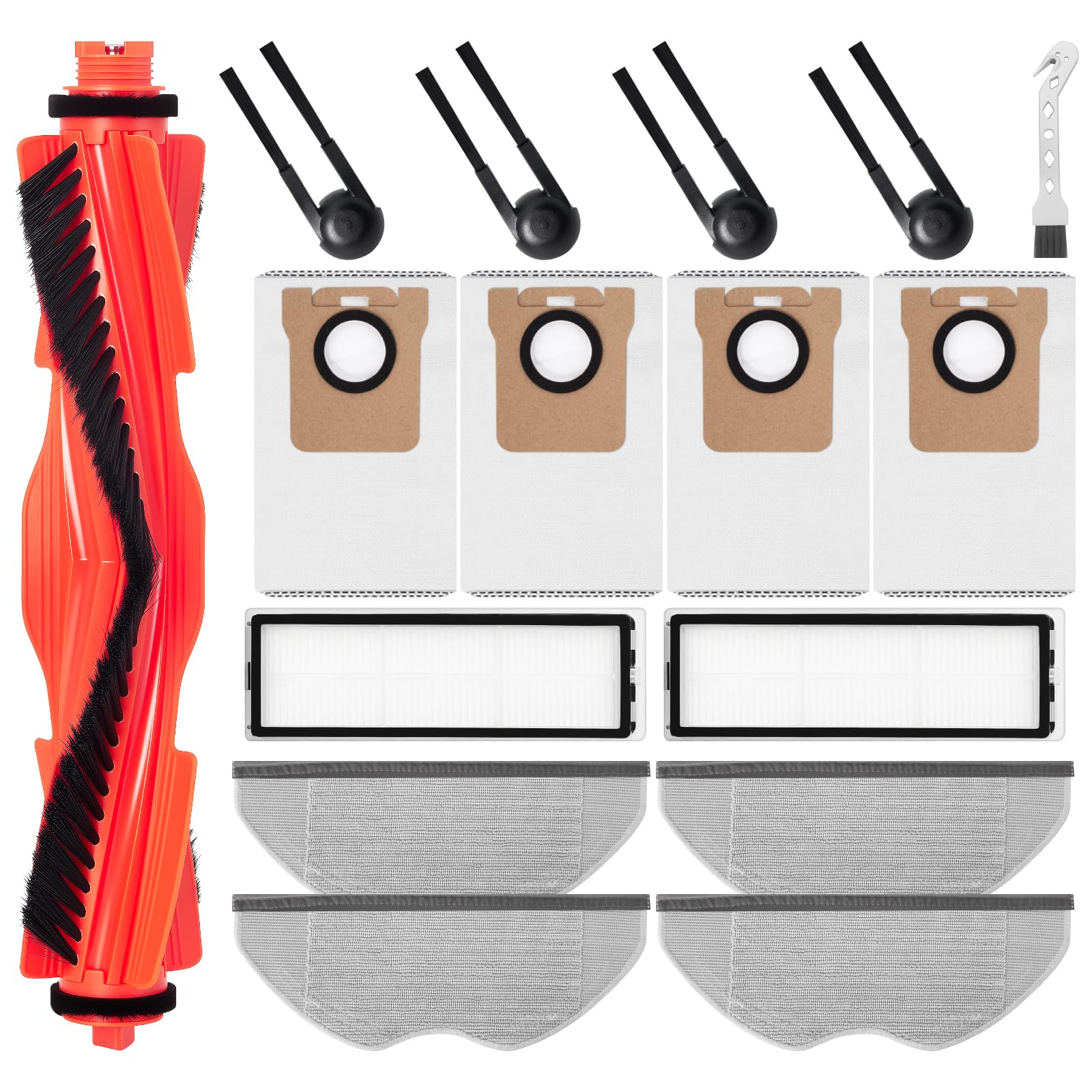 Zestaw akcesoriów do odkurzacza XIAOMI H40, 1 szczotka główna, 4 szczotki boczne, 2 filtry, 4 ściereczki, 4 worki na kurz, 1 szczotka do czyszczenia