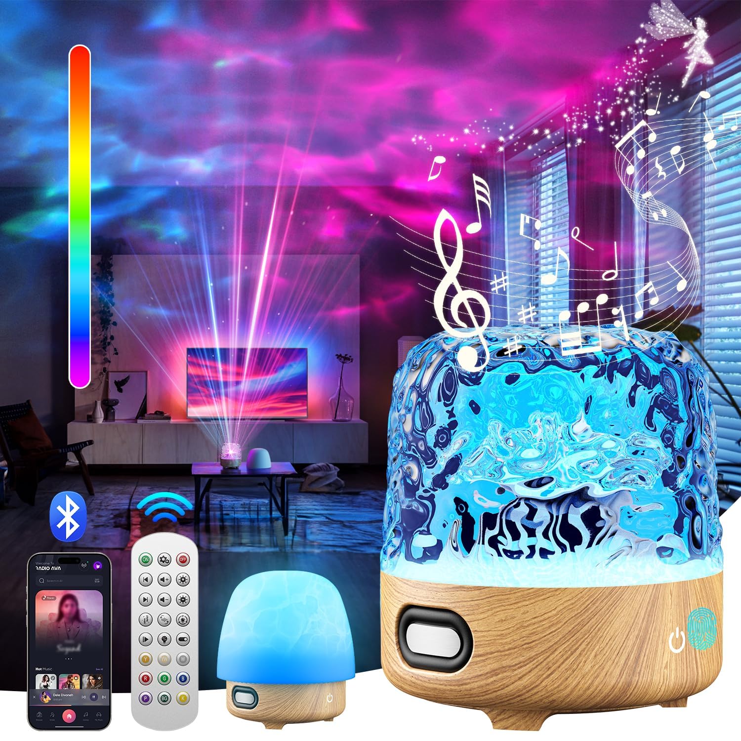 Luminorthe Cube Lamp, Northern Lights Projector, Rechargeable