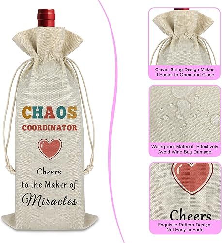 Miniatura 3 de Regalos de oficina, regalo de agradecimiento para compañeros de trabajo, bolsa de vino para coordinador del caos, regalo de agradecimiento para