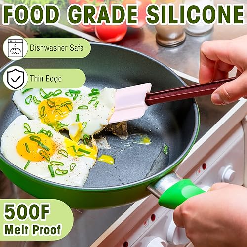 Miniatura 4 de Lounsweer Juego de 2 espátulas de goma resistentes al calor de 10 pulgadas, espátula de silicona comercial para uso en cocina, juegos de utensilios