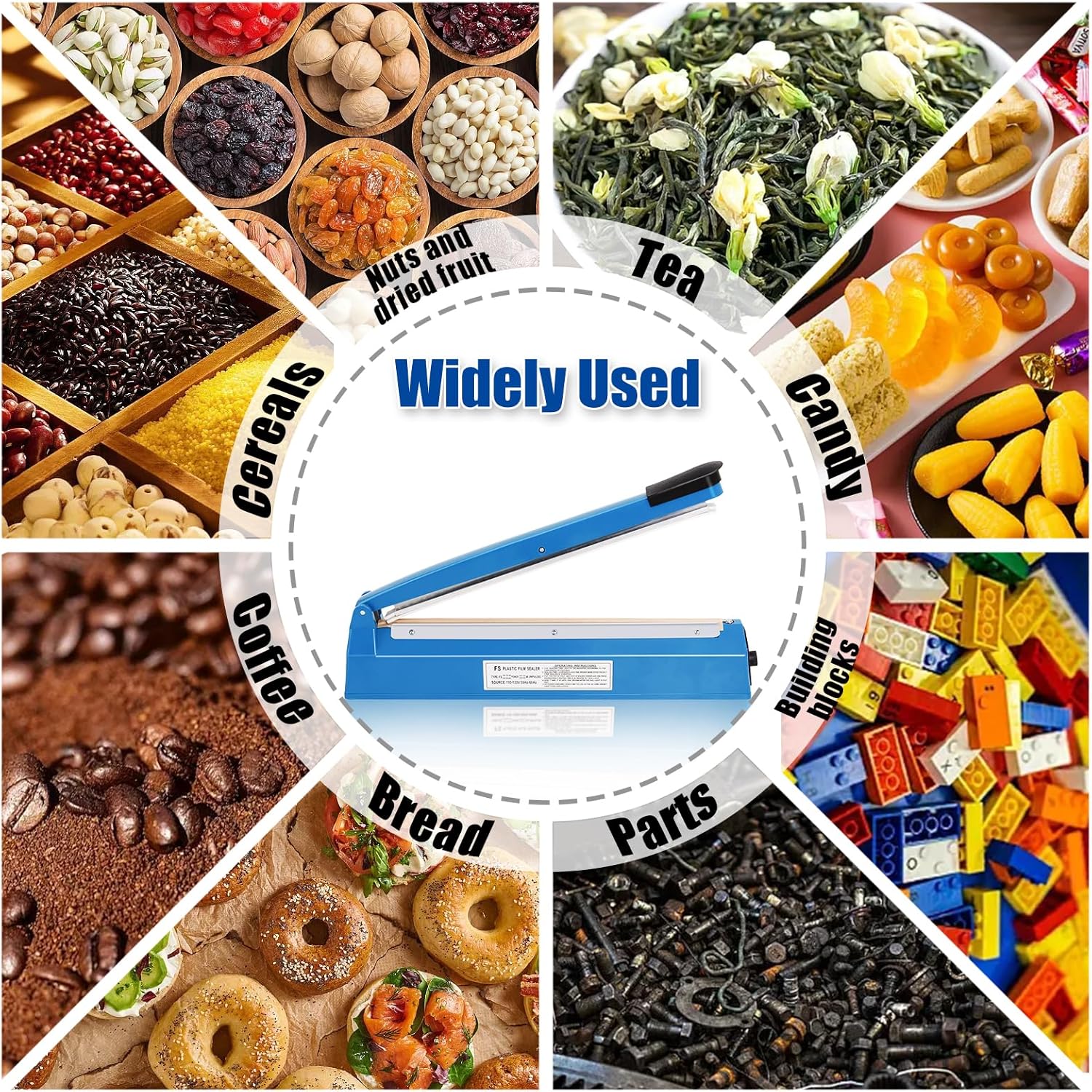 16 Inch Impulse Heat Sealer Machine for Plastic Bags PE PP Bags and Kraft Paper Bag, Cookie Bag Sealer, Manual Poly Bag Hot Seal Sealing Machine with Extra Replace Element Grip