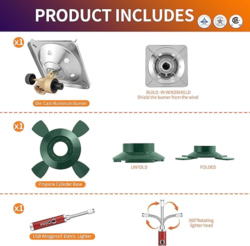 Miniatura 4 de Estufa cilíndrica de propano con quemador ajustable, cocina portátil para campamentomochilero 10000BTU, estufa de propano de campamento, estufa de