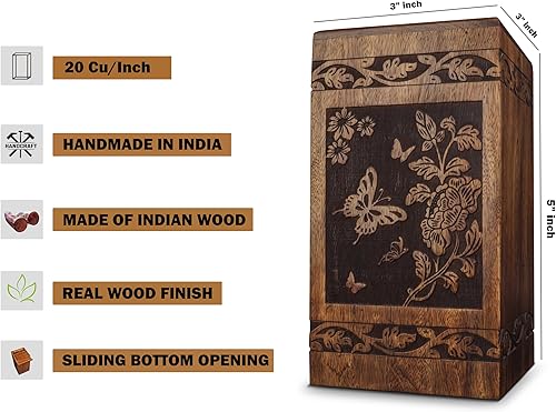 Miniatura 9 de Urnas de colibrí de madera para cenizas humanas adultas, hembras y hombres, urnas decorativas de cremación para cenizas adultas, urna de entierro