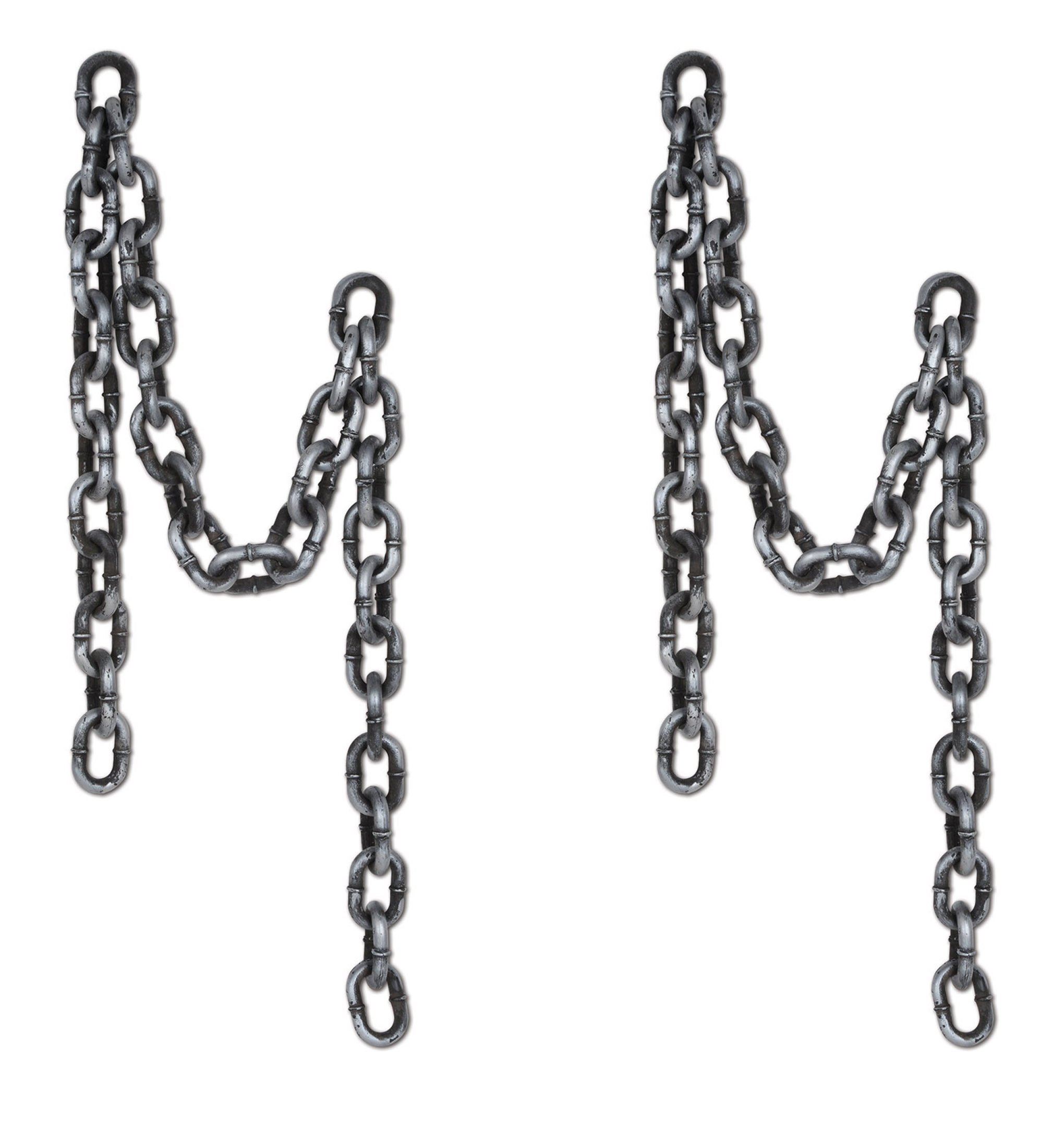 Beistle Plastic Chain Link Decorations 2-Count – Realistic Faux Chains for Halloween, Medieval, and Pirate-Themed Displays, Haunted House Props, and Spooky Scenes – 6' Each