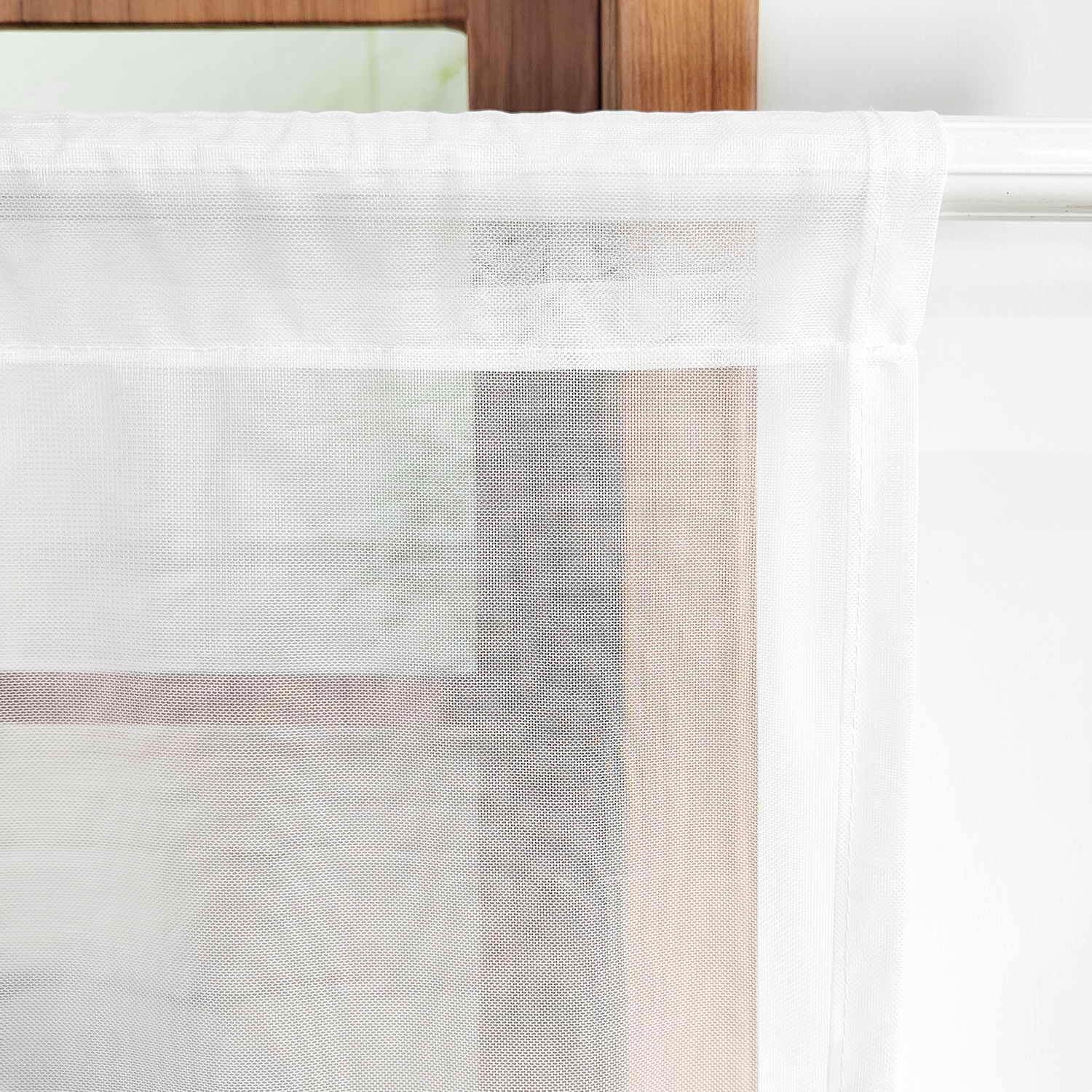 Embroidered Floral White Sheer Curtains for Kids Room Thin Country Curtain Transparent Gauze Rod Pocket Tulle Drapes for Living Room 2 Panels, Each W52 x L84 inch