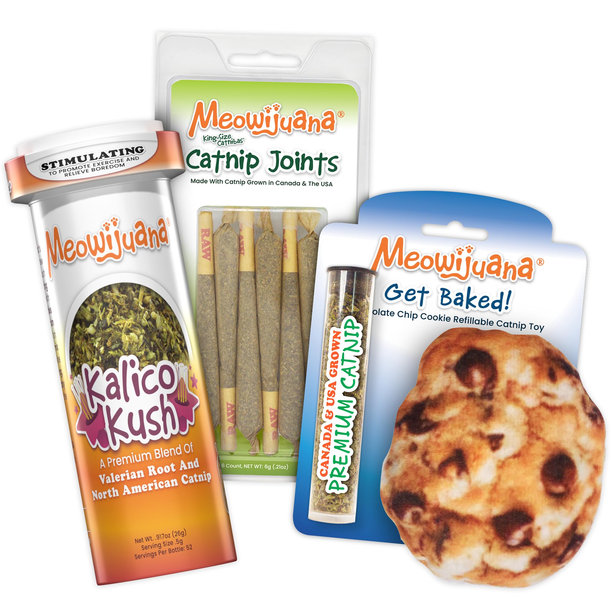 Sponsored Ad - Meowijuana Get Baked Bundle | Get Baked Cookie Refillable Toy, King Size Catnip Joints, and Kalico | Hand Harvested and Rolled Dried High Potency Catnip | Grown in North America