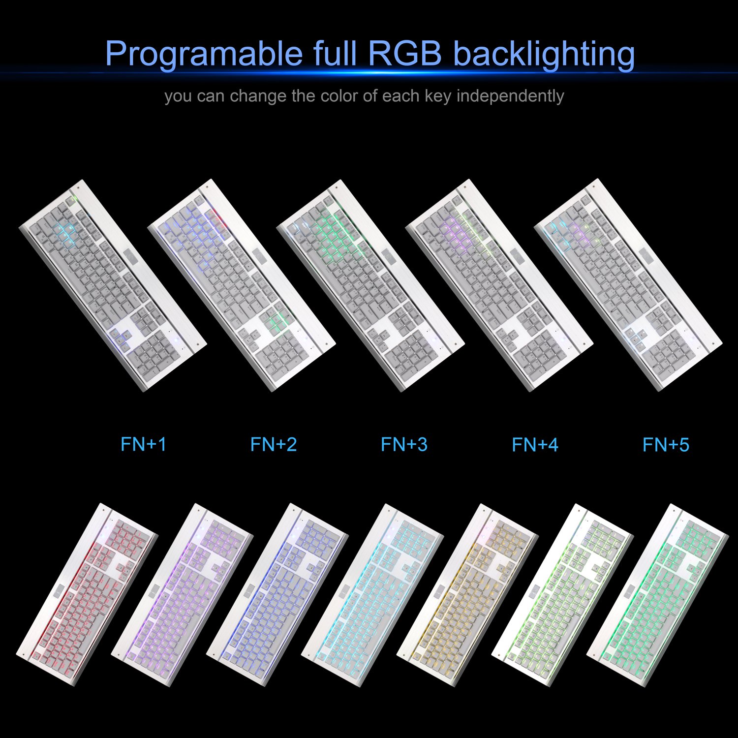 Mecánico Eagle Z-77 RGB LED retroiluminado Chroma Regulable mecánico Gaming Keyboard, 104 Teclas sin conflicto, con DIY Blue Switches, reposamuñecas