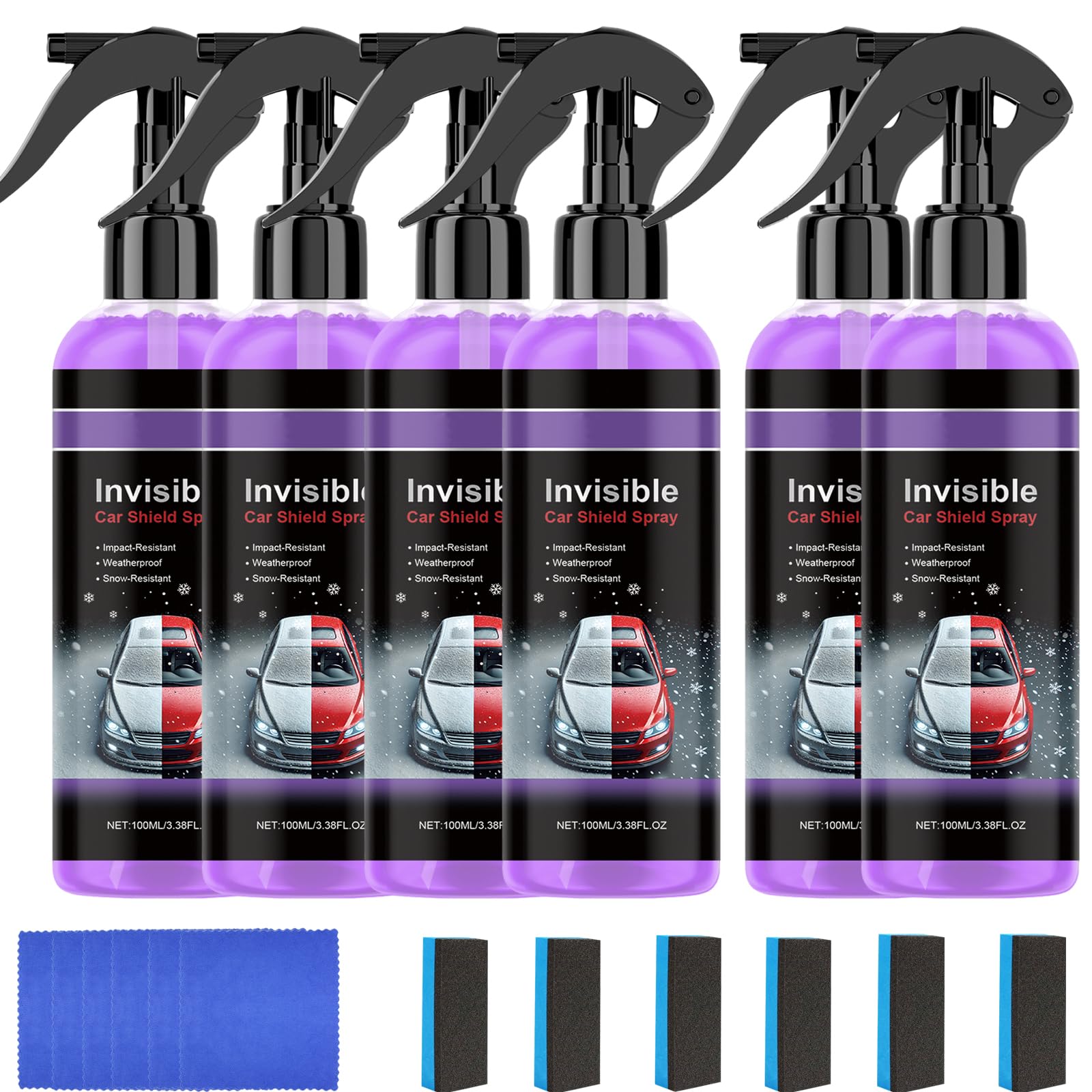 Neue Upgrades - Hochwirksamer Schutzbeschichtungsspray fürs Auto, 3-in-1-Hochschutz-Schnellbeschichtungsspray, Kratzerentfernungsset, Quick Shine Detailer Spray, Trim Coat Shine Armor (6PCS)