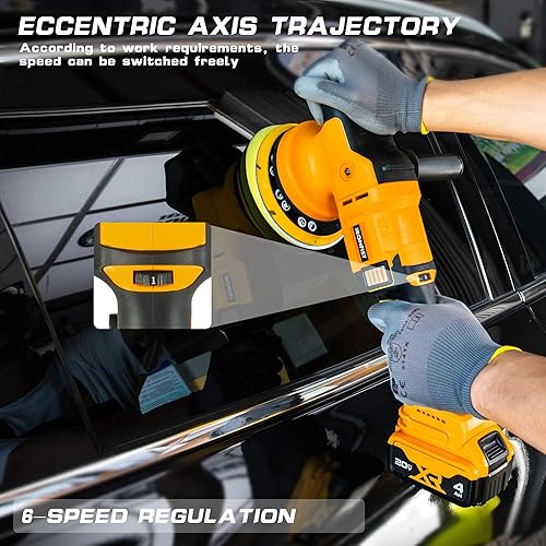 Miniatura 4 de IRONFIST Pulidora orbital inalámbrica para baterías DEWALT de 20 V MAX, 6 pulgadas, 5.906 in, sin escobillas, cera de automóvil 6 velocidades