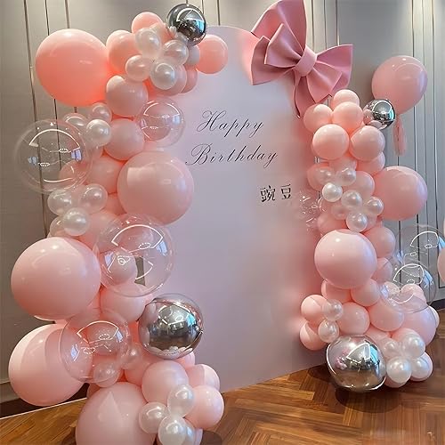 Miniatura 5 de Paquete de 60 globos de color rosa claro, globos de látex de calidad de helio de 12 pulgadas, para cumpleaños, baby shower, boda, revelación de