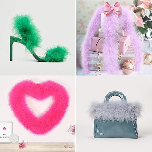 Miniatura 6 de Boa de plumas de Marabou de pavo natural, 2 yardas, 0.78 oz para manualidades, boda, fiesta, disfraces, decoración de Navidad